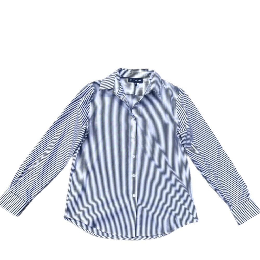Jones New York Striped Easy Care Button Down Shirt Small Academia Coastal Preppy